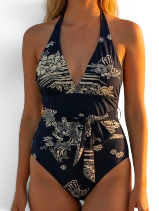 Nanette Lepore Other - NANETTE LEPORE Navy Butterfly Asian Inspired Reversable Halter Swimsuit - XS